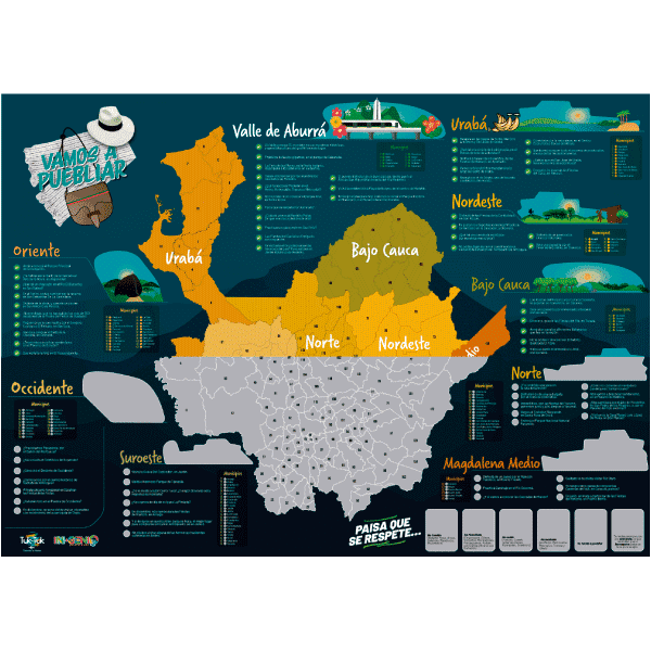Mapa turístico de Antioquia para Raspar - Ingenio Destreza Mental
