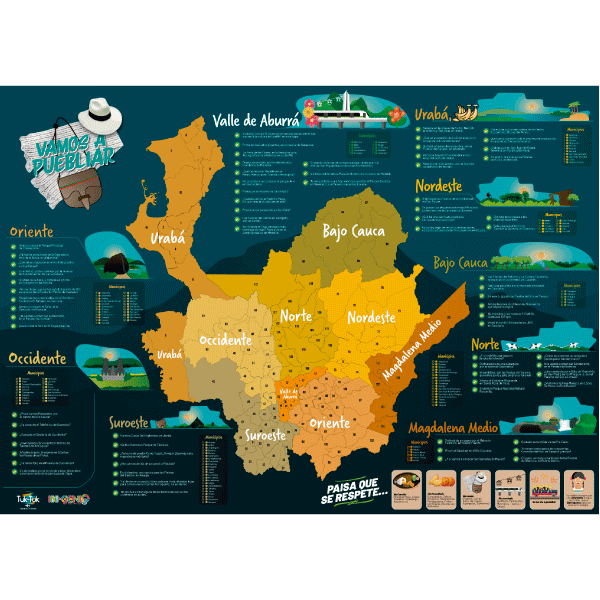 Mapa turístico de Antioquia para Raspar - Ingenio Destreza Mental