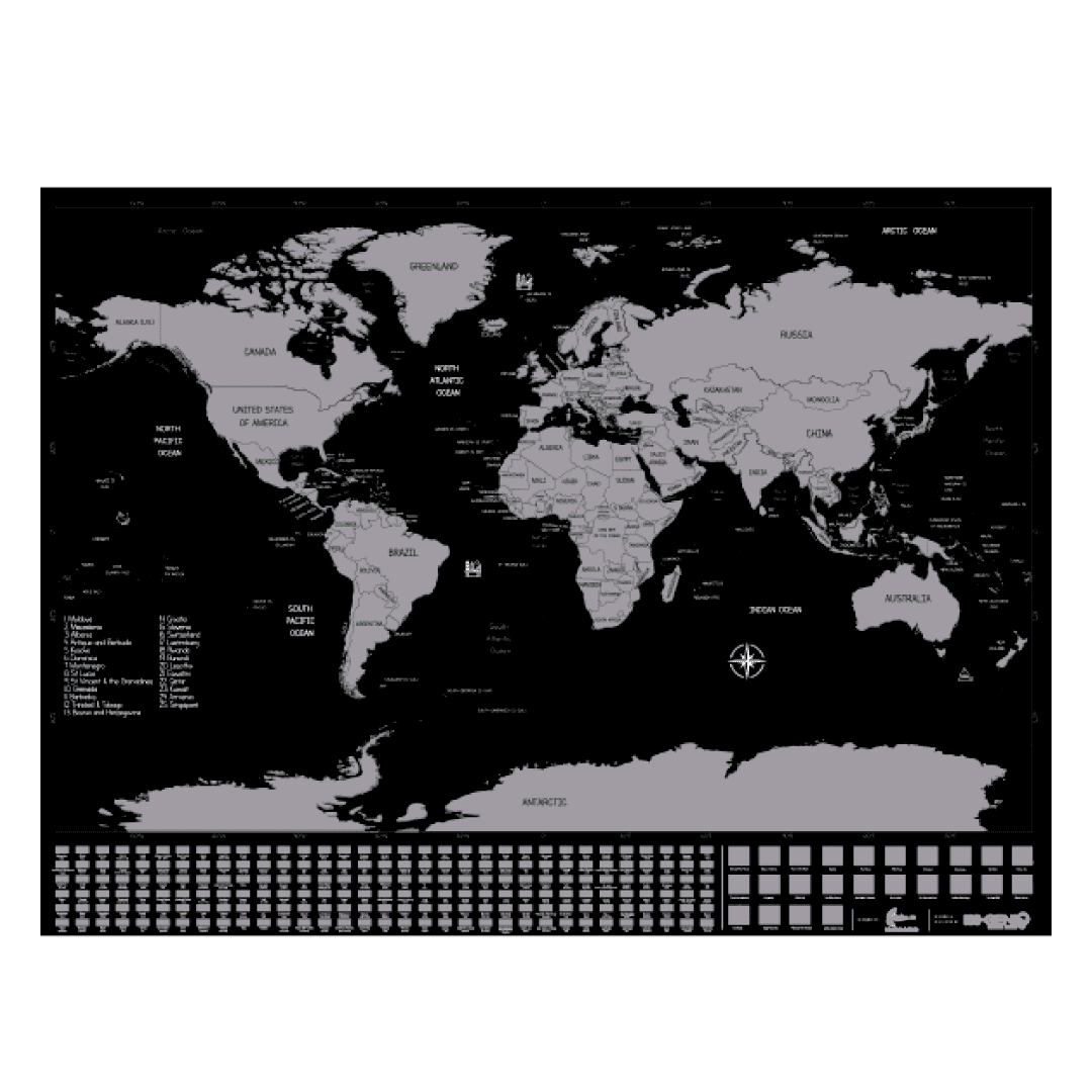 Mapamundi para Raspar Premium - Banderas y Maravillas del Mundo - Ingenio Destreza Mental