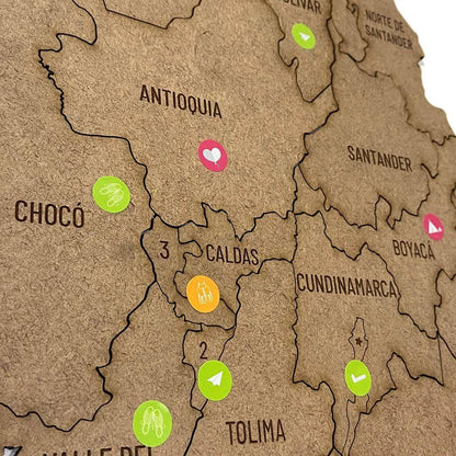 MADEMAP Colombia Edición Estándar - Mapa de Madera para Instalar en Pared - Ingenio Destreza Mental