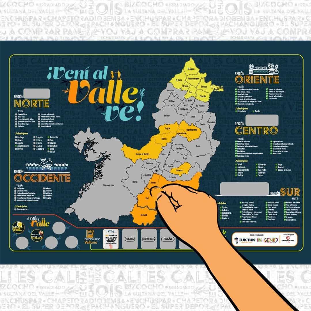 Mapa del Valle del Cauca para Raspar - Ingenio Destreza Mental