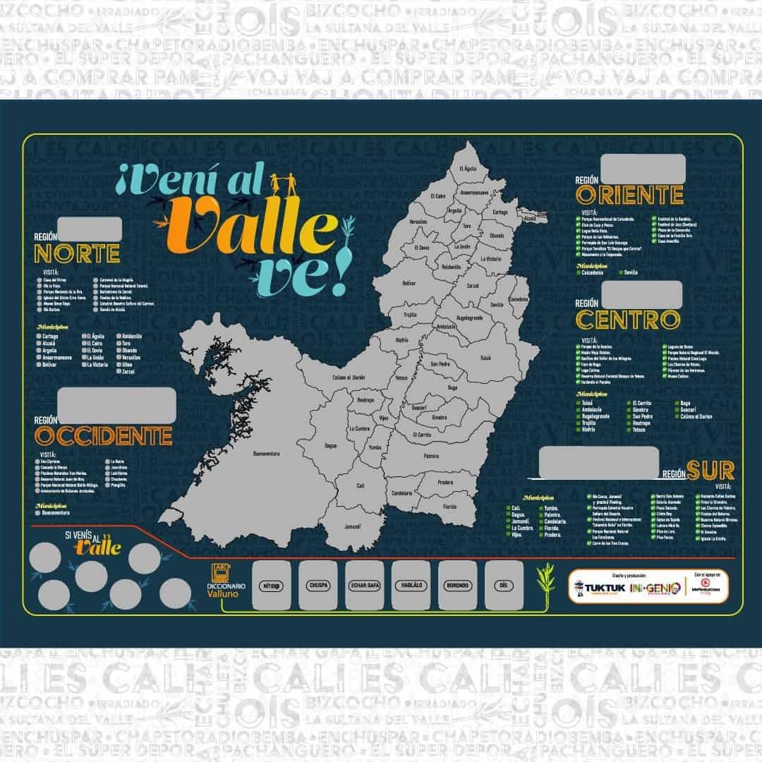 Mapa del Valle del Cauca para Raspar - Ingenio Destreza Mental