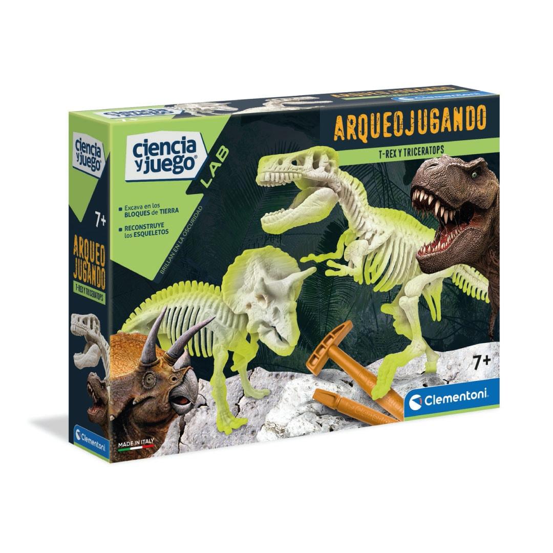 Kit de Paleontología T Rex + Triceratops Fluorescente (Incluye 2 Fósiles) - SmartGame 55054 - Ingenio Destreza Mental