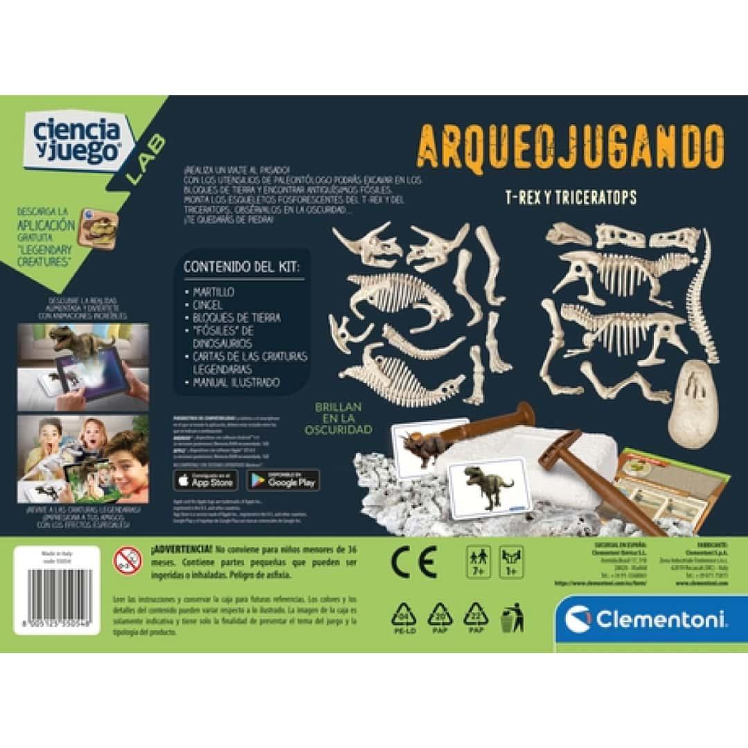 Kit de Paleontología T Rex + Triceratops Fluorescente (Incluye 2 Fósiles) - SmartGame 55054 - Ingenio Destreza Mental