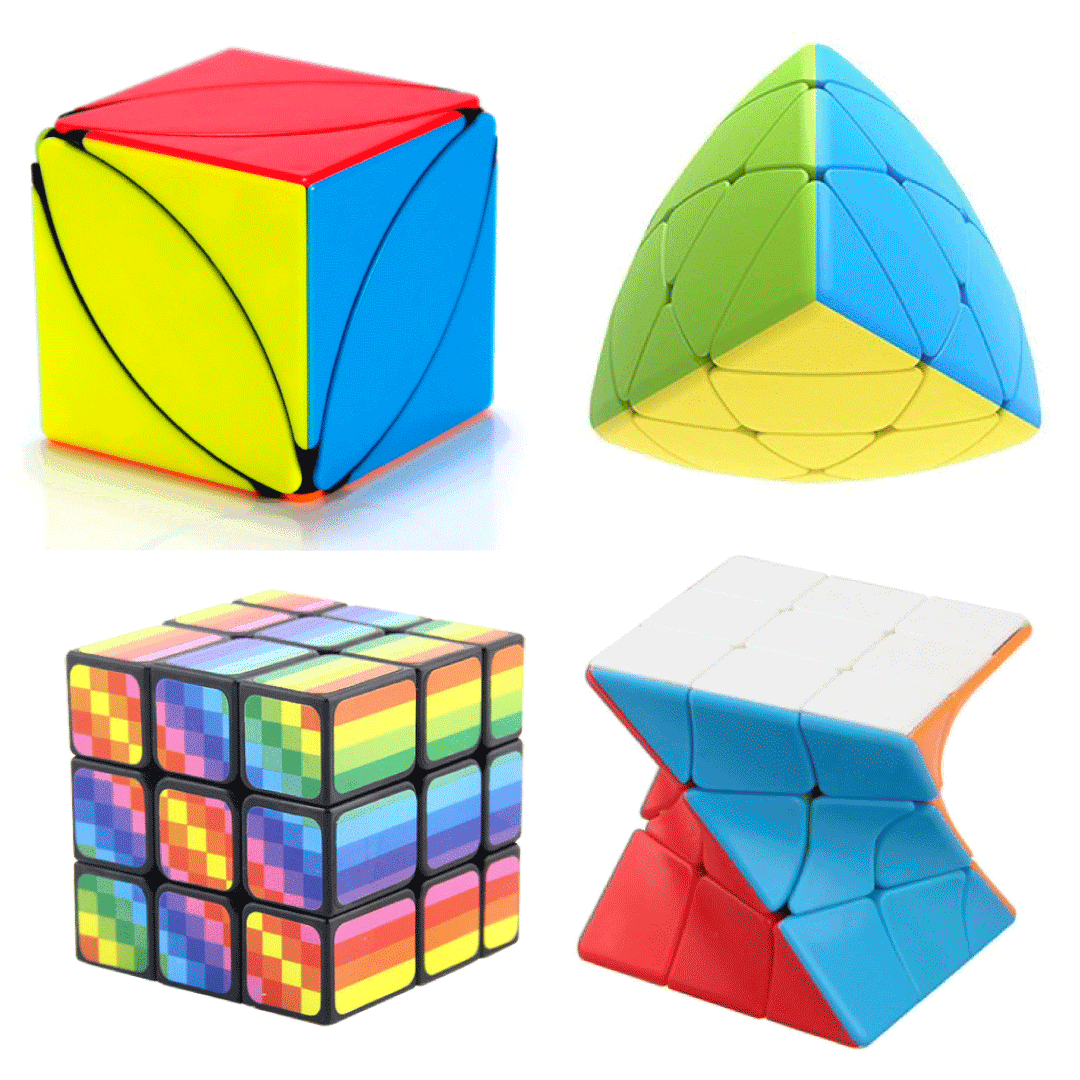 Colección rubik Fanxin x4 - Maple leaf - Pirámide - 3x3 Espejo - Torsion - Ingenio Destreza Mental
